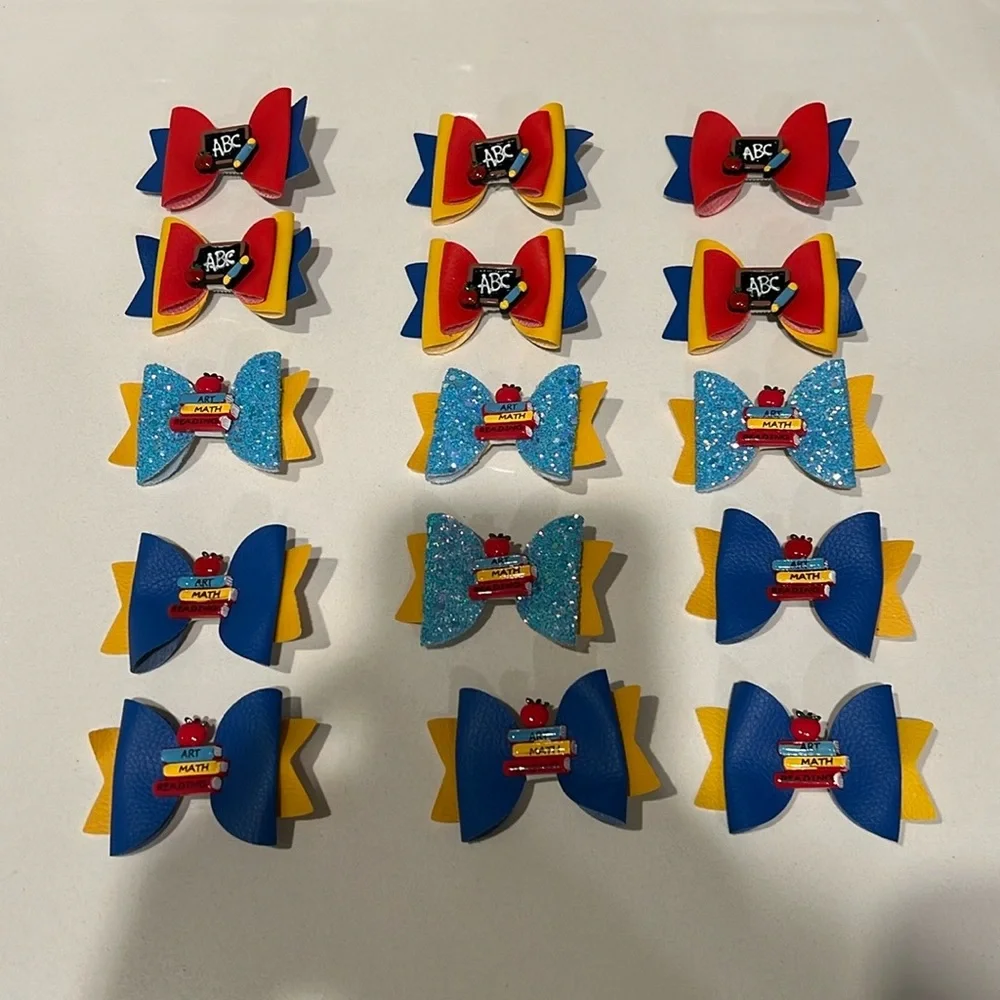Sooo cute!! Girls’ Small Leather Bows For School! 15 total! Great For Gifting!
